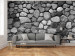 Wall Mural Grey defence - textured background of irregular stones in grey 90552