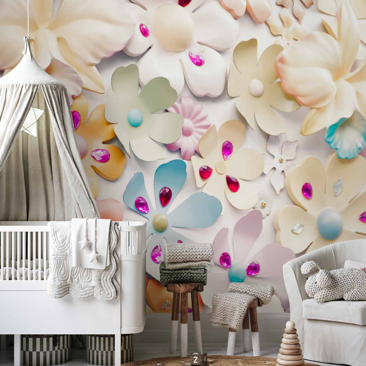 Wall Mural Floral motif - romantic composition with jewellery on light background 91852 additionalImage 8