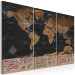 Canvas Print World: Brown Map II - World Map in English with Country Flags 98052 additionalThumb 2