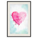 Poster Watercolor Love - composition with a pink heart on a blue background 114562 additionalThumb 19