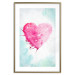 Poster Watercolor Love - composition with a pink heart on a blue background 114562 additionalThumb 20