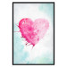 Poster Watercolor Love - composition with a pink heart on a blue background 114562 additionalThumb 15