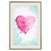 Poster Watercolor Love - composition with a pink heart on a blue background 114562 additionalThumb 27