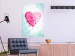 Poster Watercolor Love - composition with a pink heart on a blue background 114562 additionalThumb 26