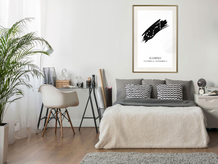 Wall Poster Zodiac signs: Scorpio - black and white star constellation and texts 114862 additionalImage 21