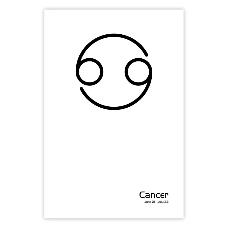Poster Cancer - minimalist black and white composition with date and zodiac sign 117062