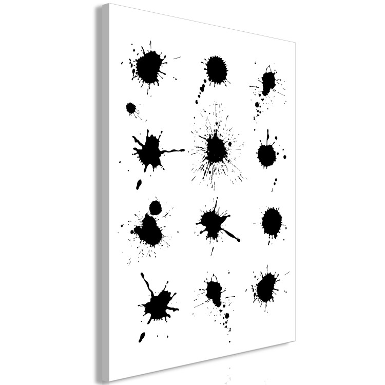 Canvas Print Twelve black blots - abstract black and white composition depicting twelve blots arranged evenly on a white background 117762 additionalImage 2