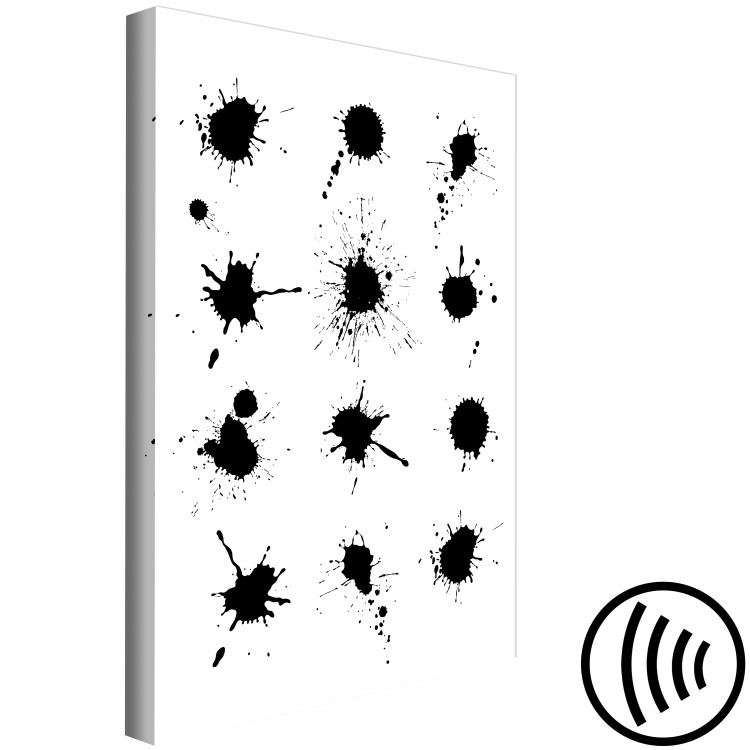 Canvas Print Twelve black blots - abstract black and white composition depicting twelve blots arranged evenly on a white background 117762 additionalImage 6