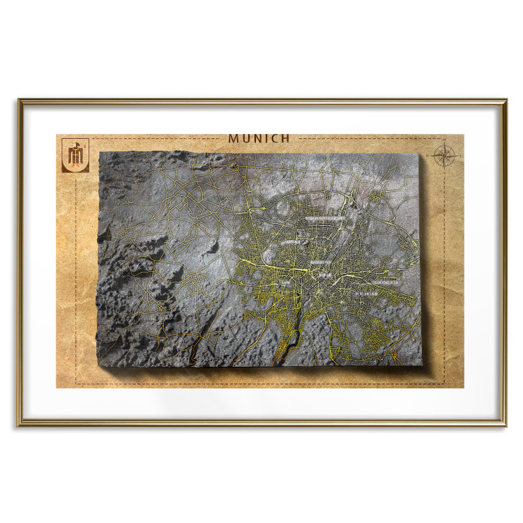 Poster Isometric Map: Munich - capital of Bavaria on a paper texture 118562 additionalImage 16