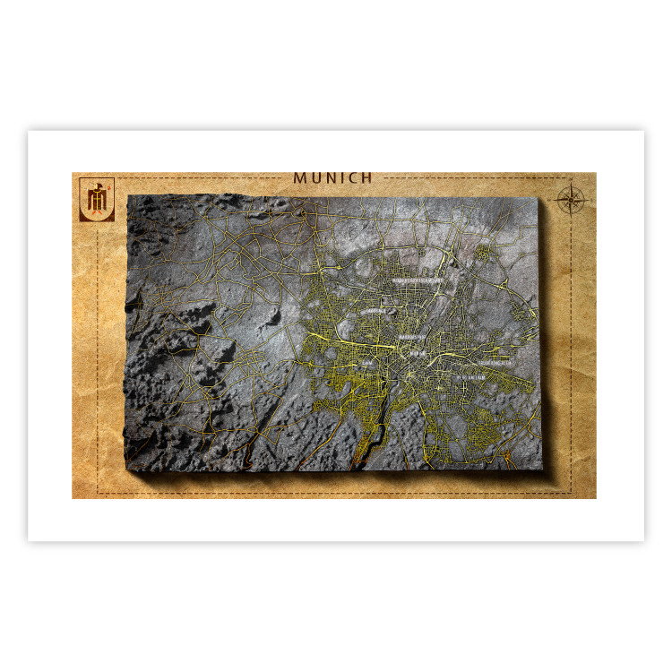 Poster Isometric Map: Munich - capital of Bavaria on a paper texture 118562 additionalImage 25
