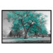 Wall Poster Autumn in the Park (Turquoise) - gray autumn tree and turquoise leaves 122762 additionalThumb 24