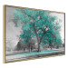 Wall Poster Autumn in the Park (Turquoise) - gray autumn tree and turquoise leaves 122762 additionalThumb 13