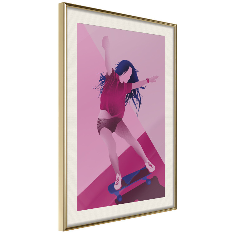 Wall Poster Powerslide - woman skateboarding in pastel pink motif 123362 additionalImage 2