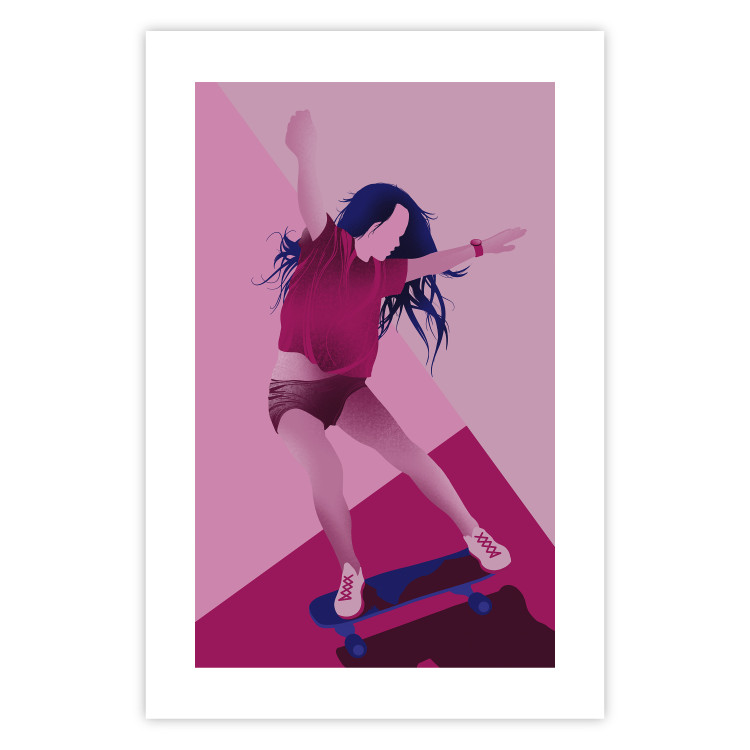 Wall Poster Powerslide - woman skateboarding in pastel pink motif 123362 additionalImage 24