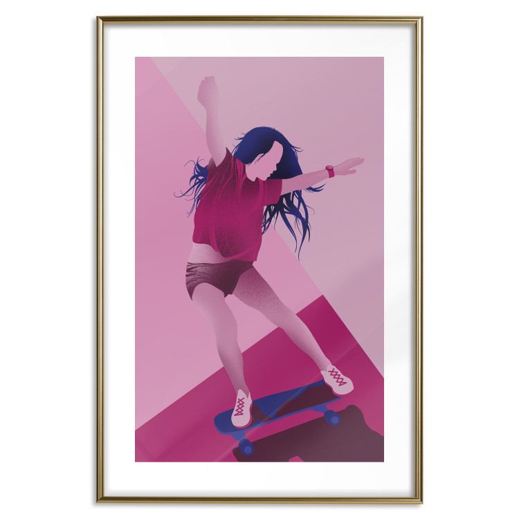 Wall Poster Powerslide - woman skateboarding in pastel pink motif 123362 additionalImage 14