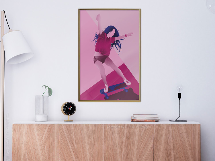 Wall Poster Powerslide - woman skateboarding in pastel pink motif 123362 additionalImage 7