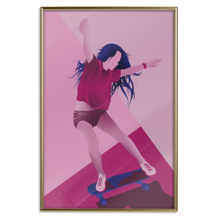 Wall Poster Powerslide - woman skateboarding in pastel pink motif 123362 additionalImage 26
