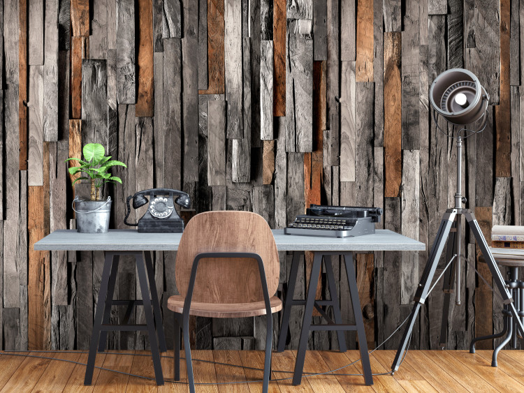 Wall Mural Wooden wall - a composition resembling vertically arranged boards 125062