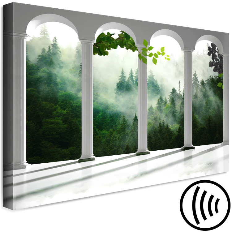 Canvas White columns in forest - architecture against trees in fog background 125162 additionalImage 6