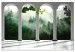 Canvas White columns in forest - architecture against trees in fog background 125162