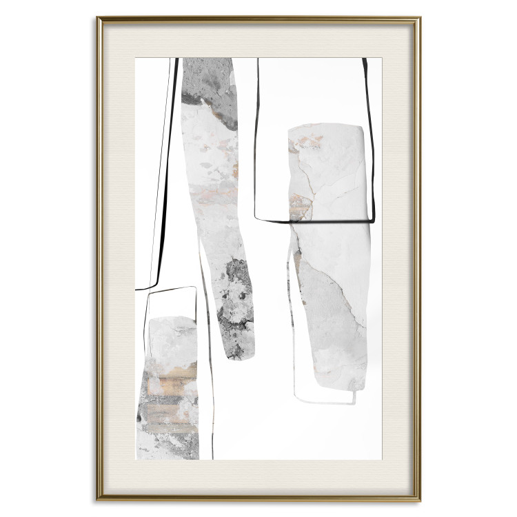 Poster Gray Reform - line art and abstract figures with stone texture 125362 additionalImage 23