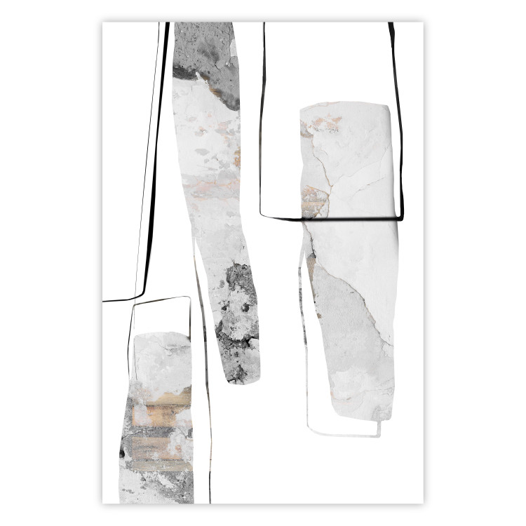 Poster Gray Reform - line art and abstract figures with stone texture 125362