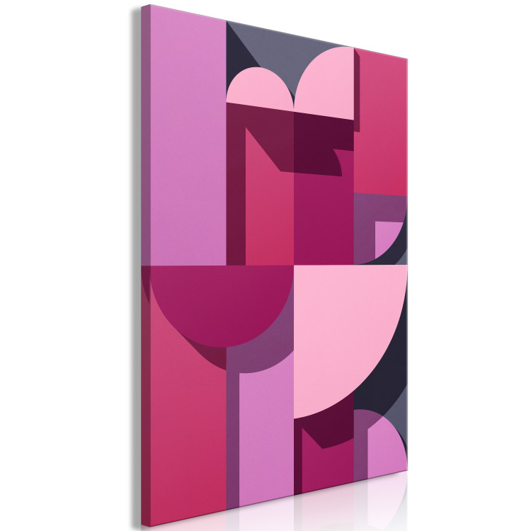 Canvas Art Print Pink and heather geometric figures - abstraction on a grey background 125462 additionalImage 2