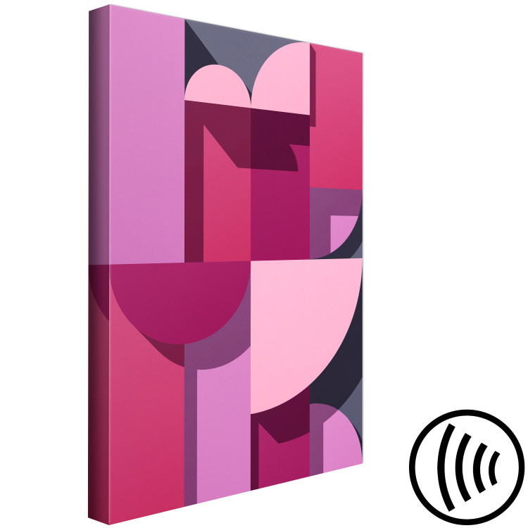 Canvas Art Print Pink and heather geometric figures - abstraction on a grey background 125462 additionalImage 6