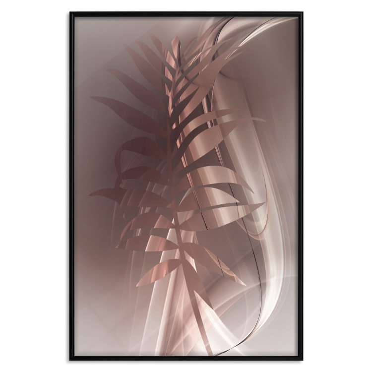 Poster Delicate Colors - brown leaf on a wave motif in an abstract design 125862 additionalImage 24