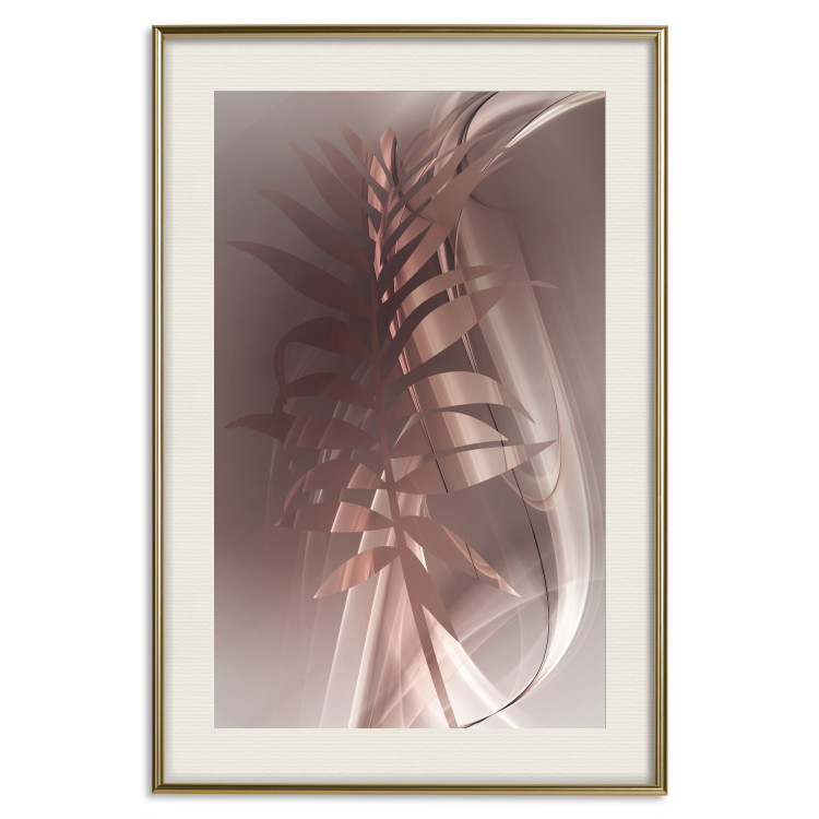 Poster Delicate Colors - brown leaf on a wave motif in an abstract design 125862 additionalImage 19