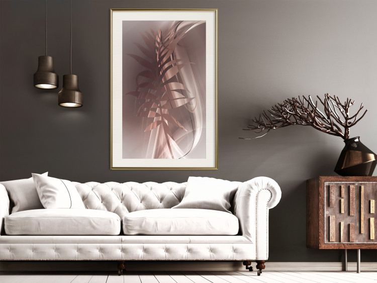 Poster Delicate Colors - brown leaf on a wave motif in an abstract design 125862 additionalImage 21