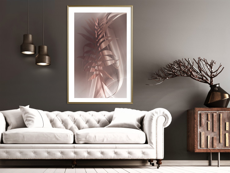 Poster Delicate Colors - brown leaf on a wave motif in an abstract design 125862 additionalImage 13