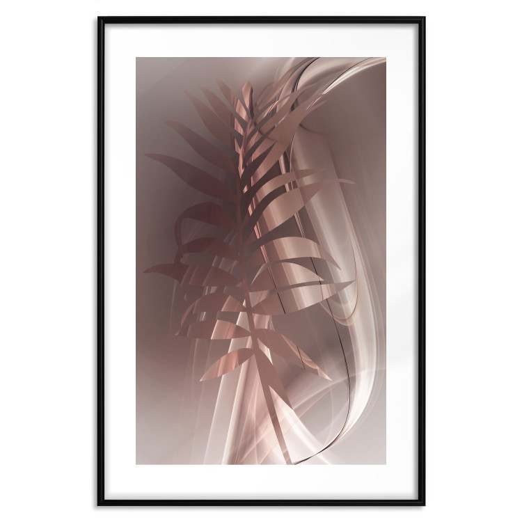 Poster Delicate Colors - brown leaf on a wave motif in an abstract design 125862 additionalImage 17