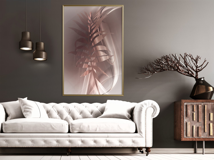 Poster Delicate Colors - brown leaf on a wave motif in an abstract design 125862 additionalImage 7