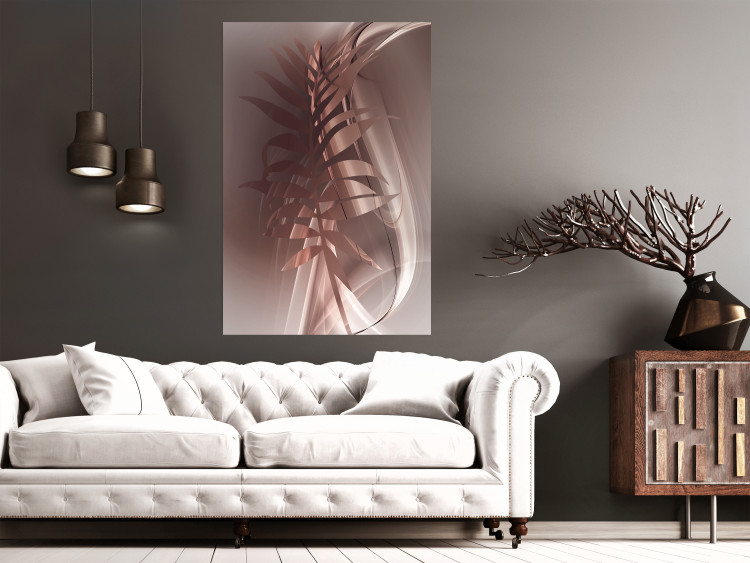Poster Delicate Colors - brown leaf on a wave motif in an abstract design 125862 additionalImage 23