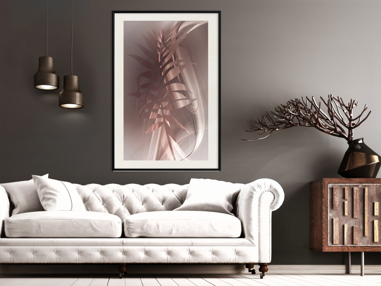 Poster Delicate Colors - brown leaf on a wave motif in an abstract design 125862 additionalImage 22