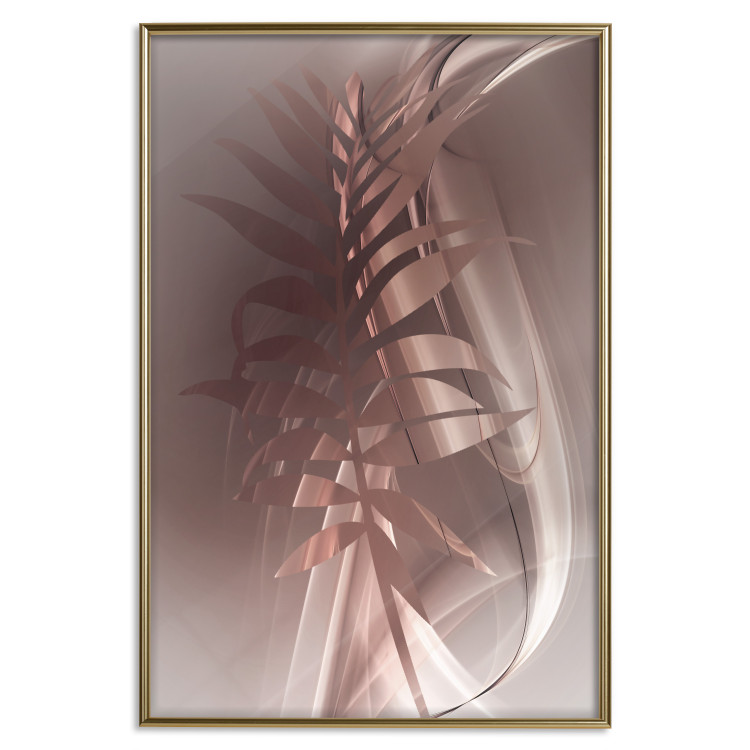 Poster Delicate Colors - brown leaf on a wave motif in an abstract design 125862 additionalImage 20