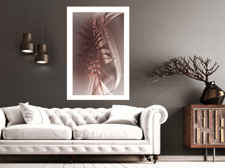 Poster Delicate Colors - brown leaf on a wave motif in an abstract design 125862 additionalImage 4