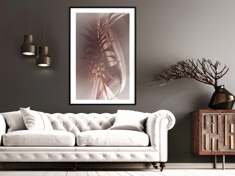 Poster Delicate Colors - brown leaf on a wave motif in an abstract design 125862 additionalImage 6