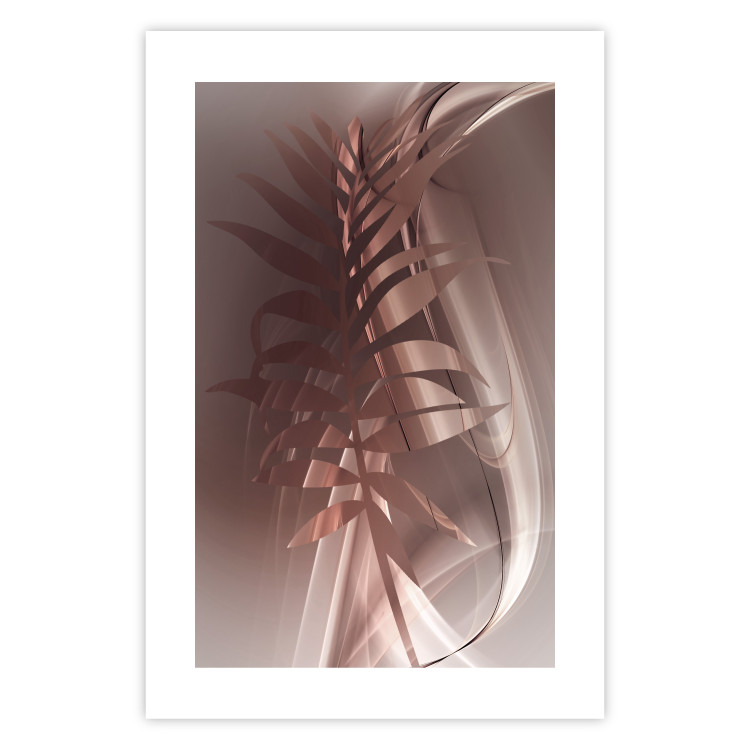 Poster Delicate Colors - brown leaf on a wave motif in an abstract design 125862 additionalImage 25