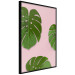 Wall Poster Fragment of Exoticism - tropical green monstera leaves on a pink background 127062 additionalThumb 11