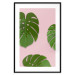 Wall Poster Fragment of Exoticism - tropical green monstera leaves on a pink background 127062 additionalThumb 15