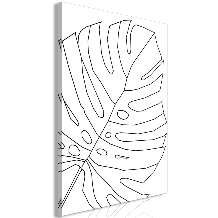 Canvas Art Print Black monstera leaf contours - abstraction on a white background 128062 additionalImage 2
