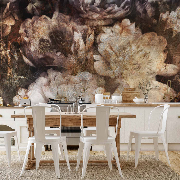 Wall Mural Abstract - nature with flowers in shades of brown and a flash effect 131762 additionalImage 6