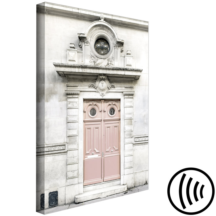 Canvas Art Print Pink Paris tenement house door - a photograph of Paris architecture 132262 additionalImage 6