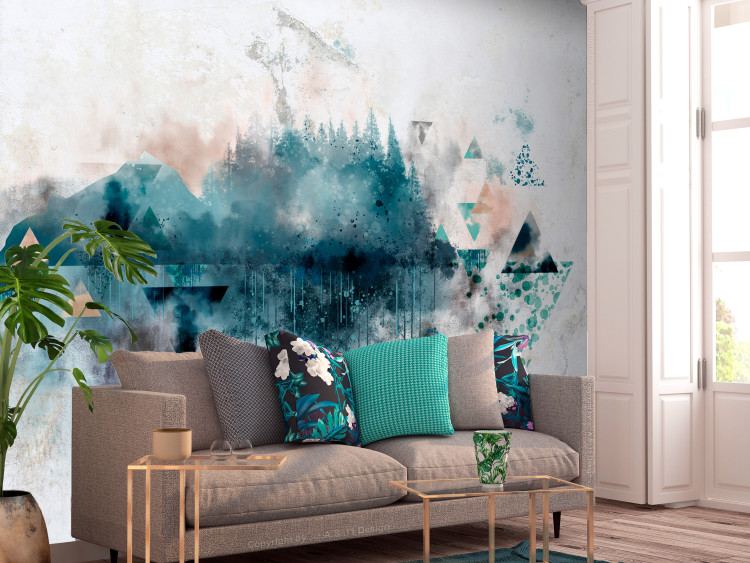 Wall Mural Mountain landscape - colourful watercolour type abstraction on white background 134362