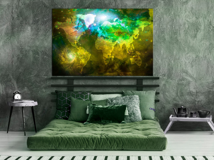 Canvas Print Blurry Map - Continents in Yellow, Green and Blue 135162 additionalImage 3