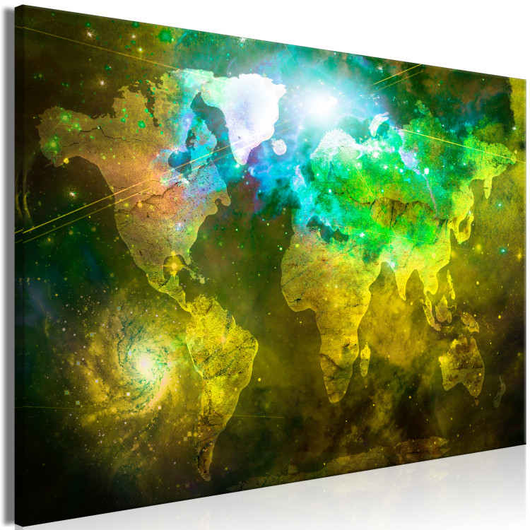 Canvas Print Blurry Map - Continents in Yellow, Green and Blue 135162 additionalImage 2