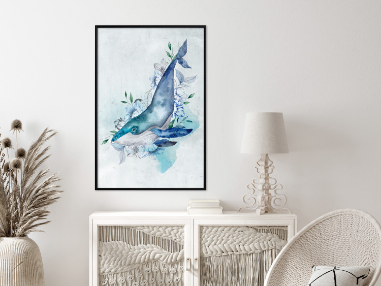 Wall Poster Mr. Whale - large fish from the aquatic world among plants on a light background 135362 additionalImage 15