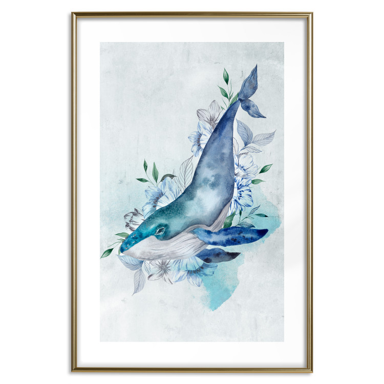 Wall Poster Mr. Whale - large fish from the aquatic world among plants on a light background 135362 additionalImage 7